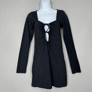 Motel Rocks Keyhole Tie Dress Womens Medium Black Mini Y2K Grunge Club Party